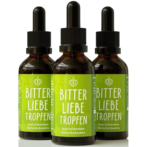 BitterLiebe Bittertropfen - Bitterstoffe Tropfen mit hochwertigen Löwenzahn und Bitterkräuter - Bittertropfen nach Hildegard von Bingen - Bitter Liebe - Vegan und Made in Germany